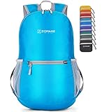 ZOMAKE Mochila Plegable Ultraligera - Mochilas de Senderismo Pequeña Mochila Con Resistencia Al Agua 20L Para Hombre Mujer Viaje Trekking Deporte(Azul claro)
