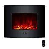 Cecotec Chimenea eléctrica Ready Warm 2600 Curved Flames. Potencia máxima 2000 W, Tamaño 26', 2 niveles de potencia, Mando a distancia, Panel curvo de cristal templado, Temporizador, 25 m2