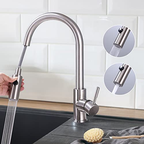 HOMELODY Grifo de Cocina Extraíble con 2 Funciones 360° Giratoro Monomando Grifo para Fregadero con Mangueras Estándares Grifería Cocina de Acero Inoxidable sin Plomo