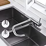 ONECE Grifo Cocina Abatible con 2 Modos, Grifo de Cocina Plegable Giratorio a 360°, Mezclador de Cocina para Ventana Frontal, Grifo Monomando para Fregadero de Cocina, Acero Inoxidable 304 Cepillado