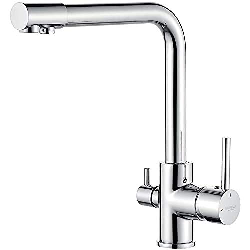 GRIFEMA G4003 Dover - Mezclador Grifo de Cocina para Osmosis con 2 Salidas, 3 Vías, Color Plateado, Talla Única [Exclusivo en Amazon]