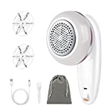 URAQT Quitapelusas Eléctrico, Portátil de Quita Pelusas Ropa Electrico, Afeitadora de Ropa Recargable USB con Cuchilla de Repuesto y Cepillo de Limpieza, para Bobbles Pilling Fuzz Fluff Eliminando