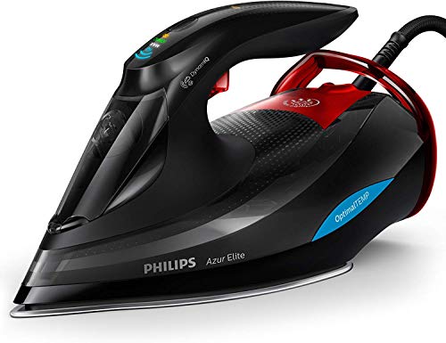 Philips Domestic Appliances GC5037/80 Azur Elite - Ferro da stiro a vapore (con modalità DynamiQ 260g e funzione decalcificante Quick Calc Release), Color Negro/Rojo
