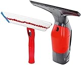 Vileda Windomatic Power Set - Aspirador de ventanas y mopa microfibras con spray, limpiacristales con cuello flexible y pulverizador con mopa, extra potencia, medidas 17.5 x 12 x 32 cm, rojo y negro