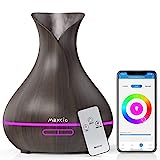 Difusor de Aroma Alexa 400ml Maxcio Humidificador Ultrasónico Aceites Esenciales 7-Color LED 2 Modos de Niebla con Mando a Distancia Compatible con Amazon Alexa y Google Home