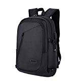 Mochila antirrobo Impermeable, WAWJ Mochila para portátil Multiusos Daypacks con Puerto de Carga USB (Negro)