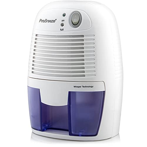 Pro Breeze Mini Deshumidificador 500ml Eléctrico con Tecnología Peltier, Silencioso, Apagado automático, Portátil con Depósito Extraíble. Absorbe la Humedad de Habitaciones y Baños Pequeños