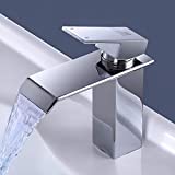 Grifo Lavabo Cascada, ZREE Grifos Lavabos de Doble Función Frío y Caliente, Bajo Nivel de Ruido Grifos de Lavabo,Grifo de Baño Plateado…