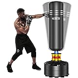 Dripex Saco de Boxeo de Pie para Adultos, Compañero de Boxeo de MMA, Entrenador de Boxeo, Resistente, con Base de Succión, Rellenable de Arena 80kg /Agua 60kg Aprox (Negra)