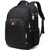 Mochila Antirrobo Impermeable, Mochila Portátil Hombre 17.3 Pulgadas Puerto USB Impermeable Trabajo Ordenador Viaje Negocio Multifuncional Daypacks Negro