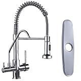 Saeuwtowy Grifo de Cocina 3 Vías Osmosis+Grifo Mezclador Cocina 360°Grifo Cocina extraíble Lavabo con caño Giratorio Grifería Fregadero Monomando a Cascada Cromo(para Agua fría y Caliente)
