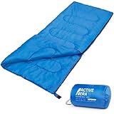 Active Era Saco de Dormir. Temperatura Confort 10°C a 15°C. Adultos y Niños. Camping, Viajes, excursiones, Actividades de Interior y Exterior - 190 x 75 cm - Azul