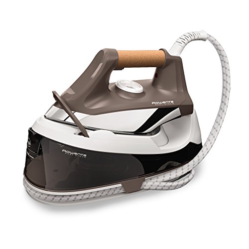 Rowenta Easy Steam VR7260 - Centro planchado alta presión 5,5 bares, Golpe de vapor 210 g/min, Vapor continuo 100 g/min Suela Airglide depósito 1,2 L y Modo Eco, para todos los tejidos, Marrón/Blanco