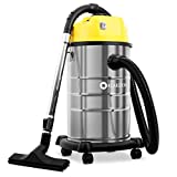 KLARSTEIN IVC-30 - Aspirador Industrial, Seco y húmedo, Doble Motor, 1800W, 19,2 kPa, 30L, 80dB, Sin Bolsa, Filtro HEPA, Protección IPX4, Largo Alcance, Accesorios, Amarillo/metálico