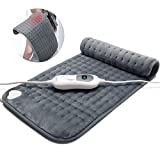RENPHO Manta Eléctrica, Almohadilla Térmica Ajuste de Temperatura de 3 Niveles, Apagado Automático en 90 min, material de franela lavable, 60×30cm Manta Electrica -Gris