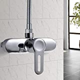 kisimixer Grifo de Ducha Monomando,Grifo Monomando de Ducha para InstalacióN en Pared,Mezclador de Ducha,Cromo, Plata