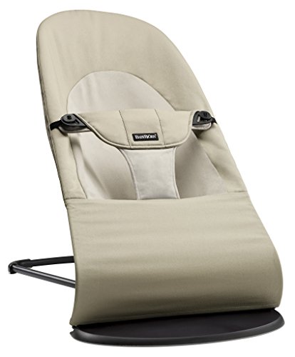 BabyBjörn Hamaca Balance Soft, Bastidor gris oscuro, Algodón, Caqui/Beige
