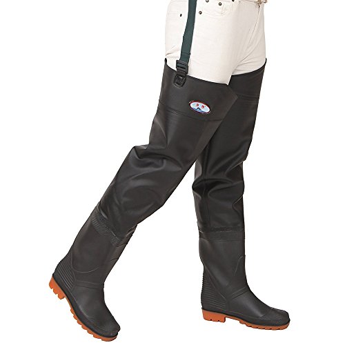 Mufly Pantalones de Pesca, Impermeable Profesionales Wader Cuissardes PVC Gruesa Impermeable y Control de tracción Botas de Pesca (EU 44=UK 10)