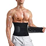 Bingrong Faja Deporte Entrenador de Cintura Entrenador Faja Reductora Faja de Fitness Neopreno Cintura Fajas Deportivas Lumbar Hombre Velcro (Negro, Medium)