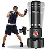 Kitopa - Saco de boxeo de suelo para adultos y jóvenes, saco de boxeo para patadas, puñetazos, kick-boxing, etc., base con ventosas, 82,6 kg como máximo, color negro