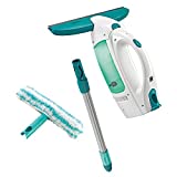 Leifheit Set aspirador limpiacristales Dry & Clean con palo y limpiaventanas para una limpieza 360º sin marcas, aspiradora vertical con 38 min de autonomía