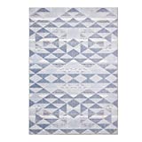 Bedsure Alfombra Salón Pelo Corto - Alfombra Moderna para Comedor Que se Pueden Fregar, Alfombras Colores Verano de Diseño Rombo y Estilo Nórdico, 120x170 cm, Gris