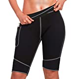 Bingrong Pantalones para Mujer Pantalón de Sudoración Pantalones Cortos de Neopreno térmicos para Ejercicio para Pérdida de Peso Deportivo (Negro, Large)