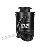 Adler AD-7035 AD 7035 Aspirador de Cenizas con Filtro HEPA, para Chimenea, Leña, Pellet, Barbacoas, 1000W, 18 litros, Aluminio, Negro, 0 cm