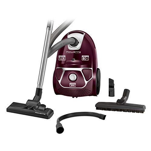 Rowenta Compact Power Morado RO3969, Aspirador trineo con bolsa de alta filtración y filtro permanente gran eficiencia, depósito de 3 L, cable de 6.2 m, accesorios de coche para más versatilidad