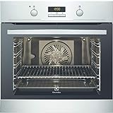 Electrolux EOC3430FOX Horno Multifunción con Limpieza Pirolítico, 9 funciones, Pantalla LED ámbar, Mandos Escamoteables, Puerta 3 cristales, Antihuellas, Carriles telescópicos 1 nivel, Inox, A+, 72 L