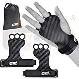 CRAZY FOXS Calleras para Crossfit - Grips 3H Fibra de Carbono – Guantes de Gimnasio para Protección de Manos - Diseño 2020 Ergonómico Hombre y Mujer - Gym Fitness Halterofilia (L)