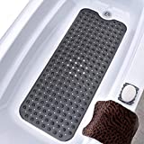 SlipX Solutions El tapete de baño extralargo agrega una tracción Antideslizante a Las tinas y duchas: ¡30% más Que Las esteras estándar! (200 Ventosas, 99 cm de Largo - Negro translúcido)