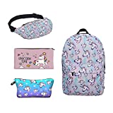 Leah's fashion Impresión Unicornio Mochila de Lona Con Cremallera Mochilas Escolares Bolsa de Hombro Bolsa Unicornio para Niñas niños Adolescentes Jóvenes
