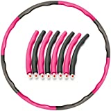 CampTeck U6845 8 Secciones Hula Hoop Fitness Peso 1.5kg Aro de Fitness Desmontable con Espuma, 100cm Diámetro - Rosa/Gris