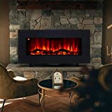 Z ZELUS Chimenea Eléctrica de 5 Colores y 5 Efectos de Llamas Chimenea Decorativa 900W/1800W para Dormitorio y Salón Chimenea Eléctrica de Pared de Control Remoto