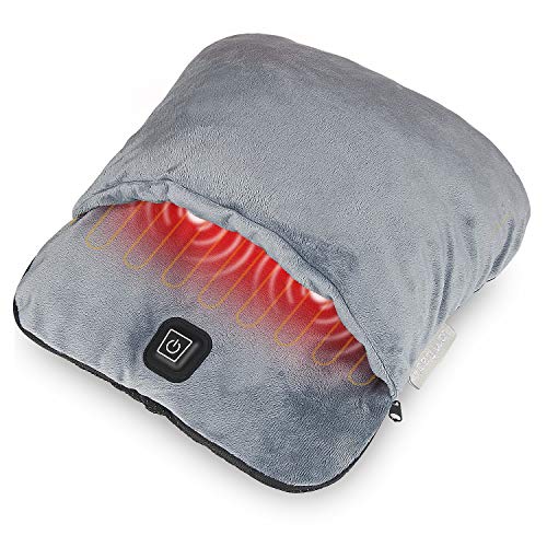 Calentador eléctrico de pies con calefacción y función de masaje de vibración, almohadilla de calentamiento rápido Fleece de franela ultra suave, para hombres y mujeres alivia el dolor