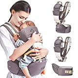 Mochila Portabebé Ergonómico Multifuncional 4 en 1 Fular Porta Bebé con Múltiples Posiciones Suave Ajustable para Niños (Gris)