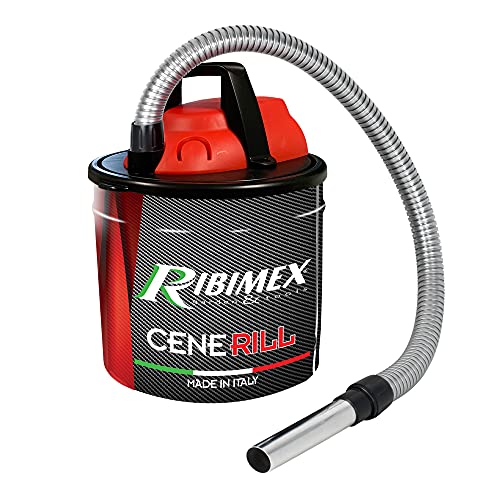 Ribimex PRCEN001, Cenerill Aspiradoras de cenizas 1000 W, 18 L con doble filtro y lanza plana